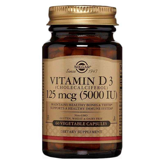 Solgar Vitamin D3 (Cholecalciferol) 125 mcg (5000 IU), 60 Vegetable Caps