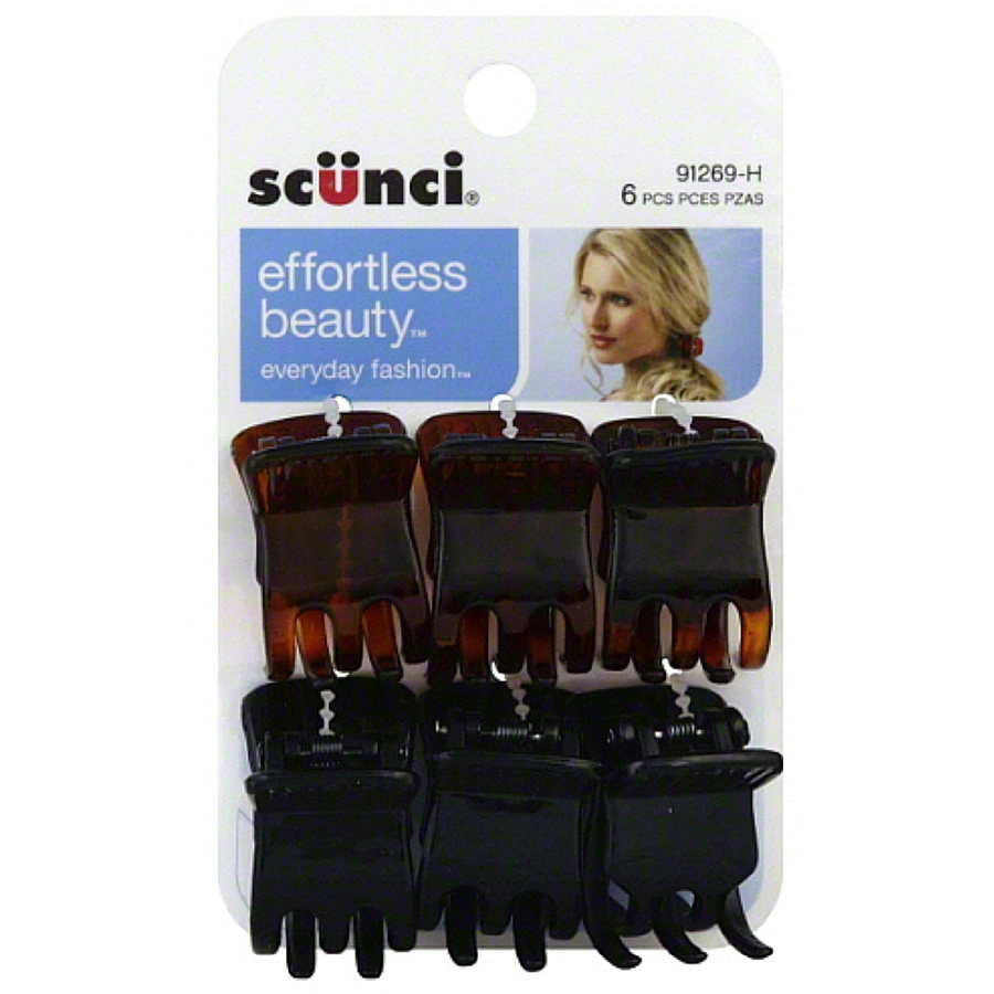 Scunci Effortless Beauty Everyday Fashion Mini Jaw Clips, 6ct