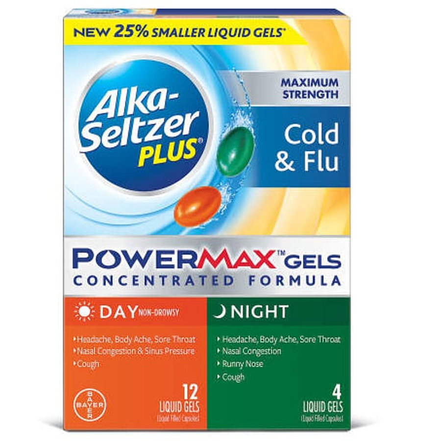 Alka-Seltzer Plus Day And Night Cold & Flu Powermax Gels, 16 Ct