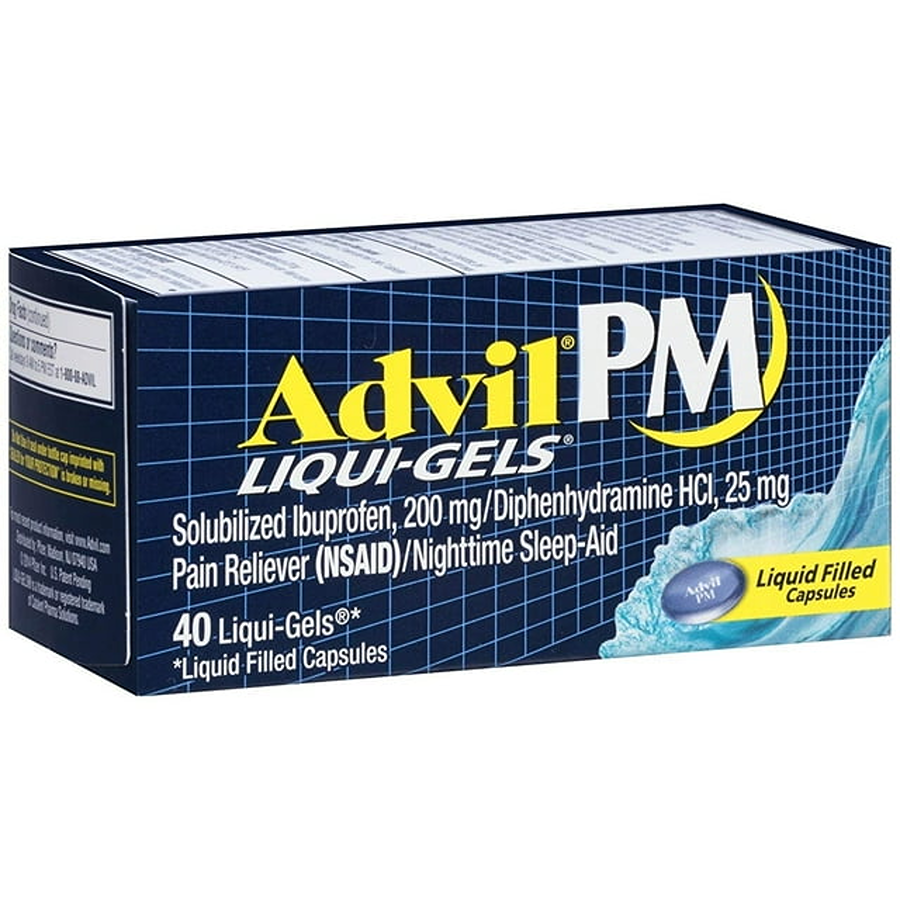 Advil PM Liqui-Gels Pain Reliever/Nighttime Sleep Aid Liquid Filled Capsules - Ibuprofen (NSAID), 40 Count