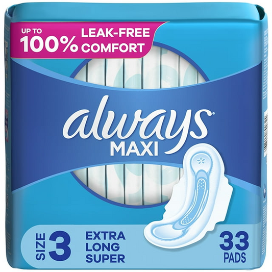 Always Maxi Extra Long Super Pads - Size 3 - 33ct