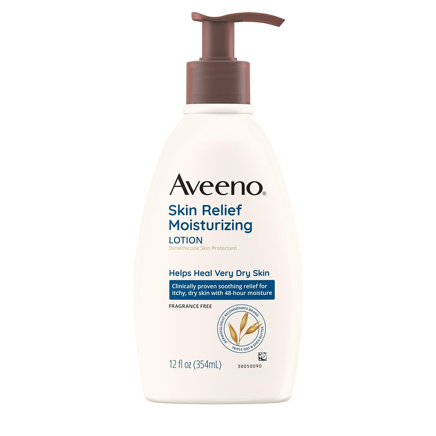 Aveeno Skin Relief Moisturizing Body Lotion with Oat and Shea Butter for Dry Skin, Fragrance Free, 12oz