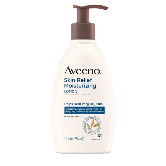 Aveeno Skin Relief Moisturizing Body Lotion with Oat and Shea Butter for Dry Skin, Fragrance Free, 12oz