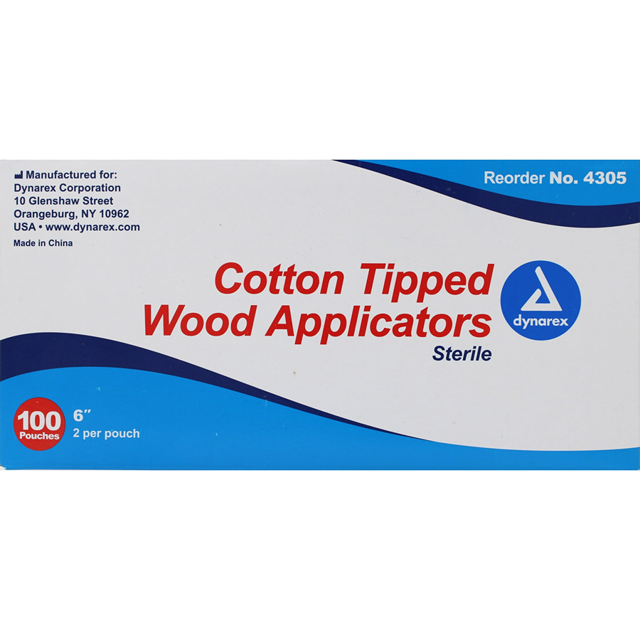 DYNAREX Cotton Tipped Applicator - Sterile - 6 inch - 2 pk 100ct