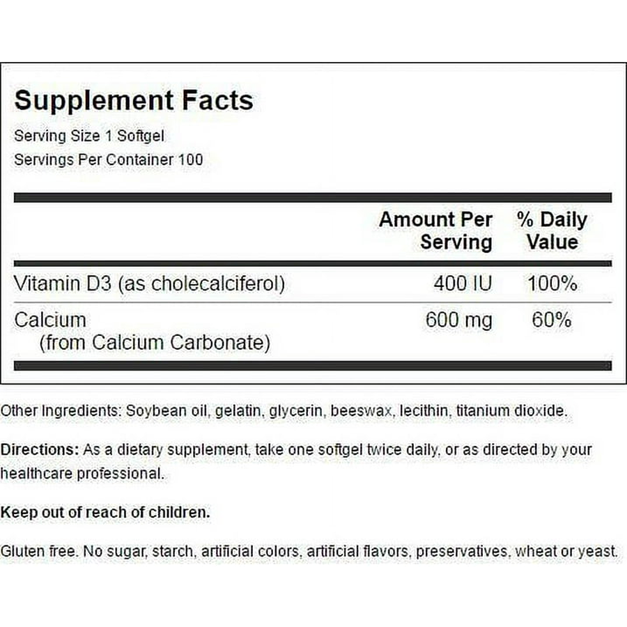 Nature's Blend Liquid Calcium With Vitamin D 600 mg, 100 Softgels