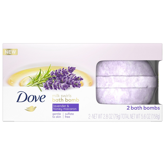 Dove Bath Bomb Milk Swirls Lavender & Honey Macaron, 2pk