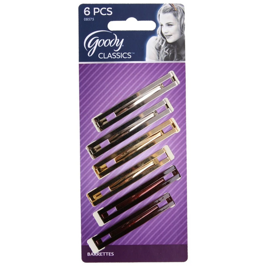 Goody Staytight Double Bar Metal Hair Barrettes - 6 Pcs.