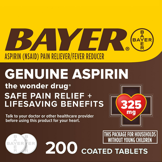 Bayer Pain Relief Aspirin Coated Tablets, 325 mg - 200ct