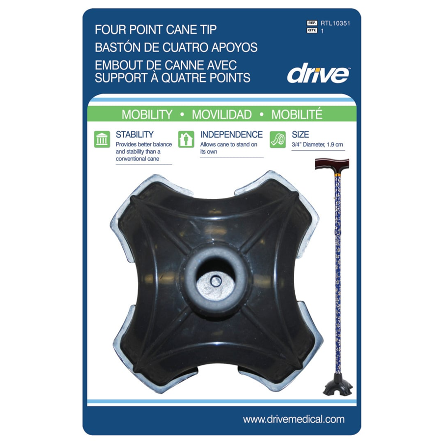 DRIVE Quad Support Cane Tip, Black