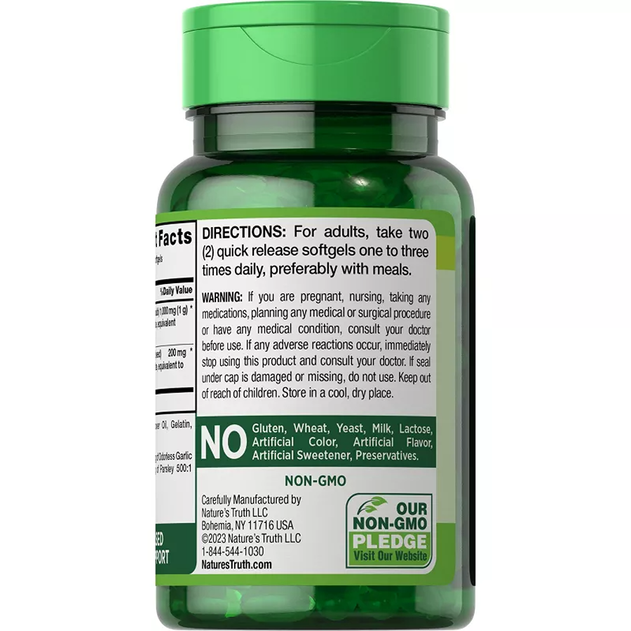 Nature's Truth Odorless Garlic and Parsley 1200mg, 100 Softgels