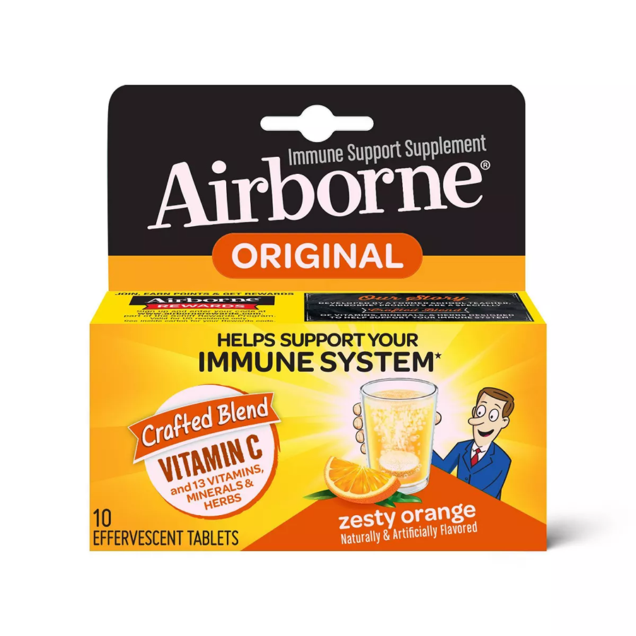 Airborne Vitamin C Immune Support Zesty Orange Tablets - 10 Effervescent Tablets