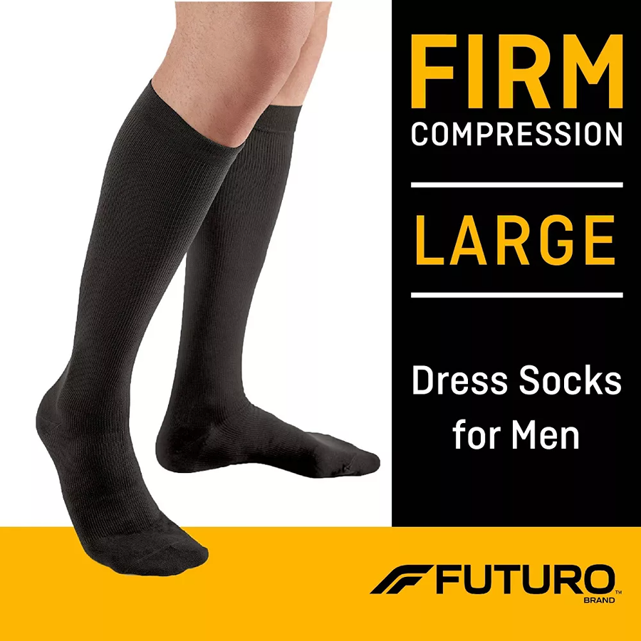 FUTURO Men's Dress Socks for Improved Circulation - Black, M, 71035BLEN