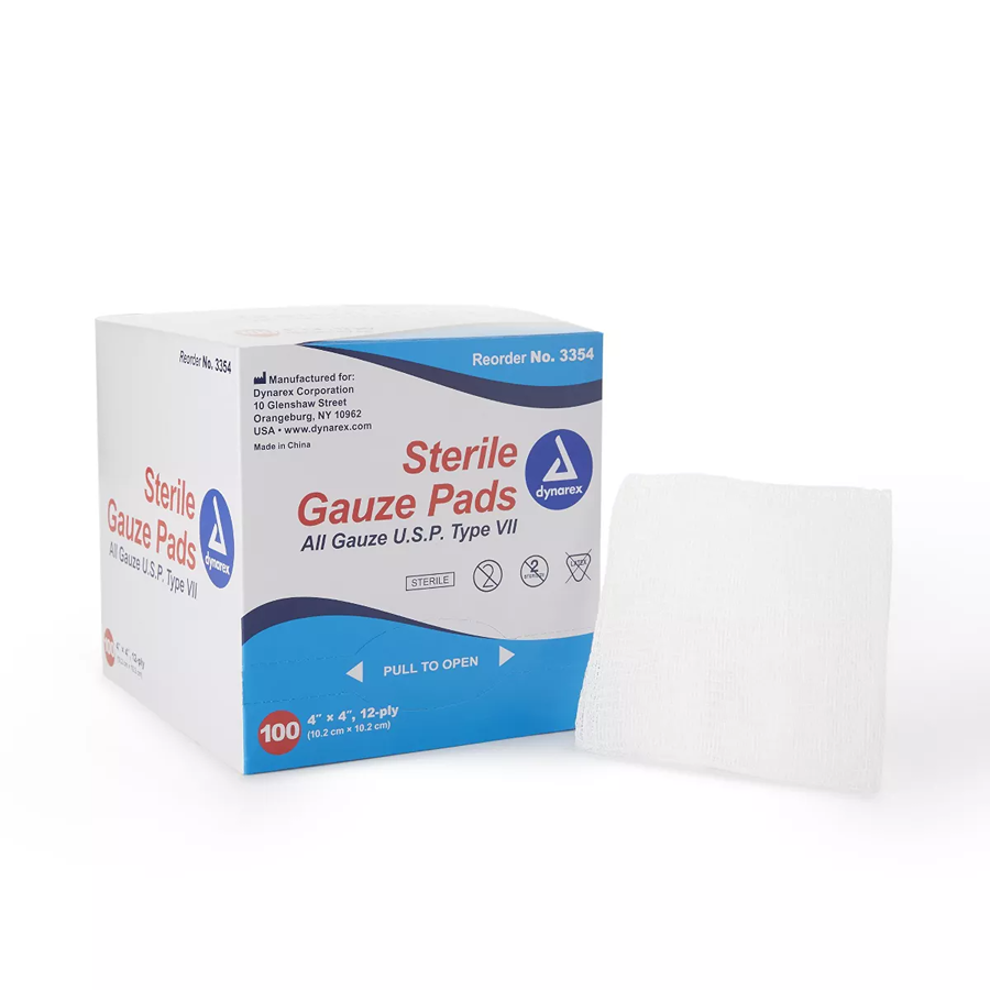 Dynarex Sterile Gauze Pads, Absorbent Wound Dressings, 4X4