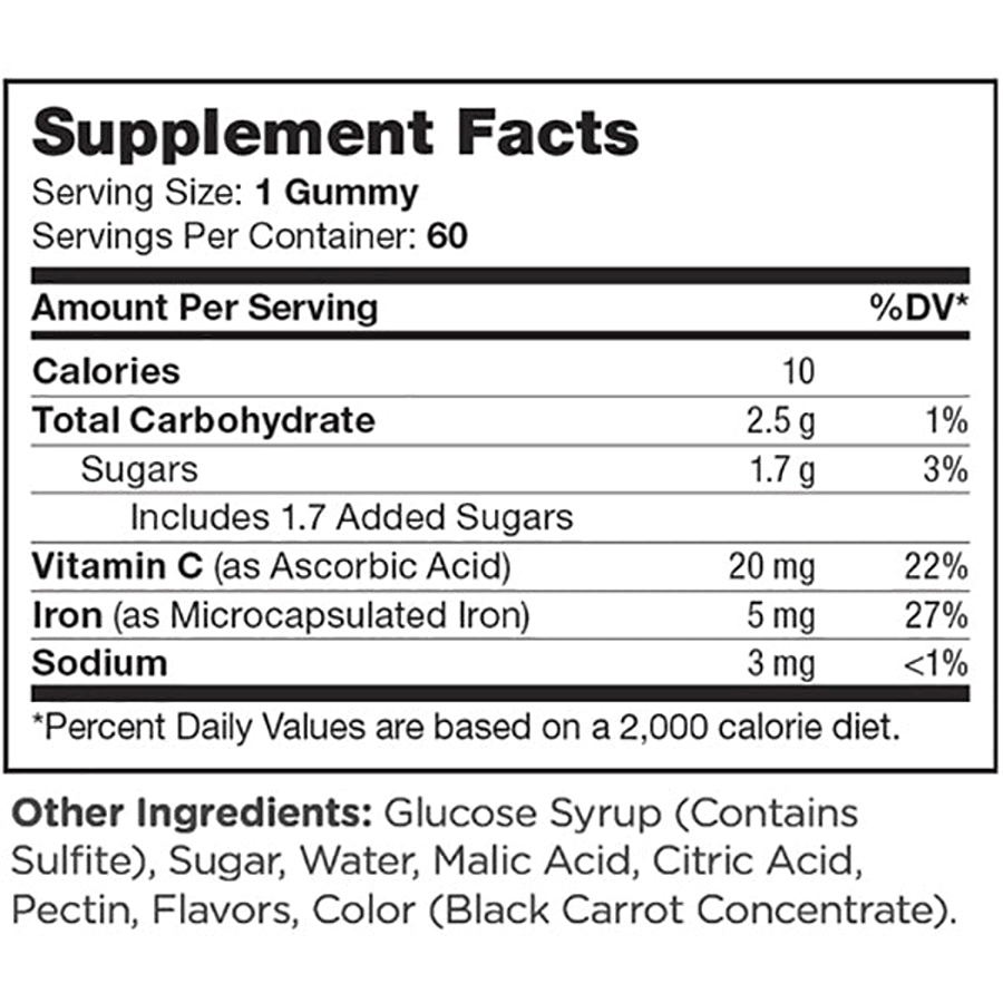 Zahler Chapter One Iron with Vitamin C Gummies, 60 Gummies