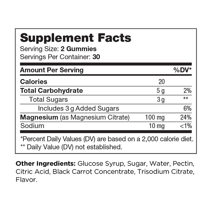 Zahler Chapter One Magnesium Citrate 100 mg - Raspberry Flavor Gummies, 60 Gummies