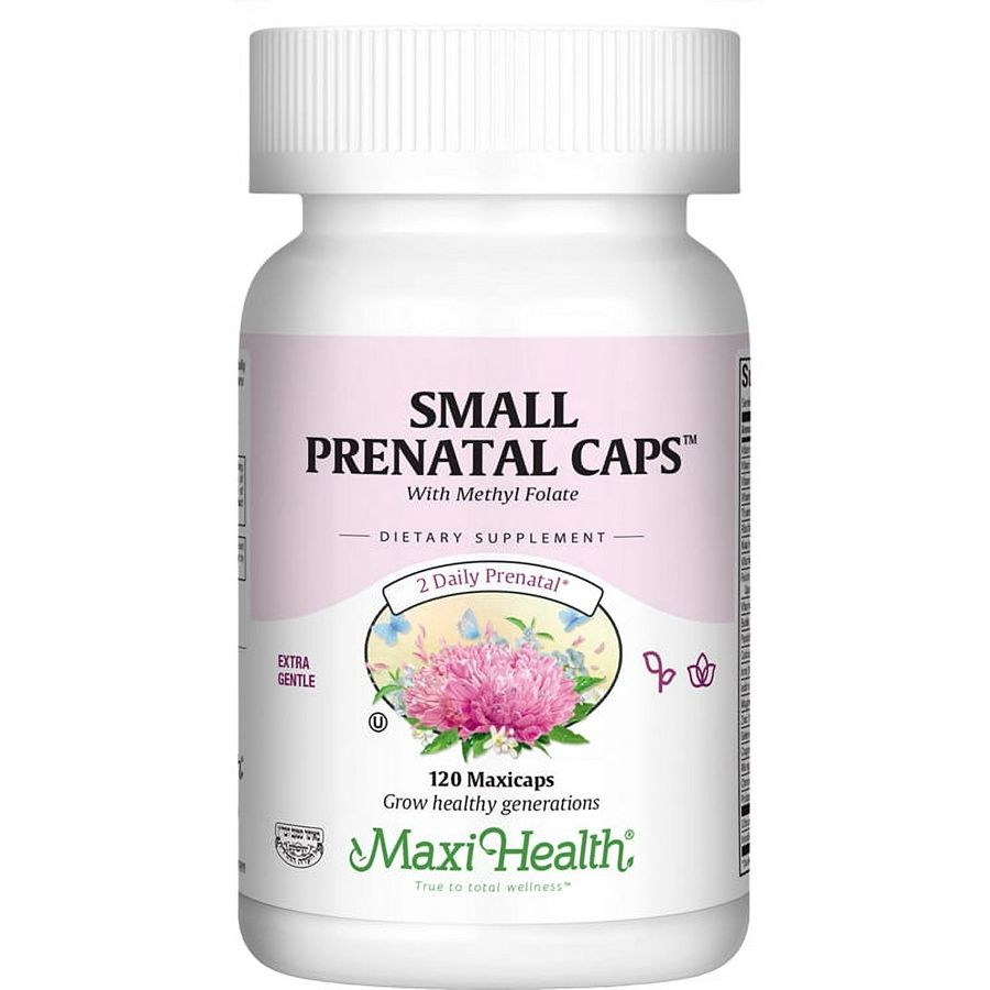 Maxi Health Small Prenatal Caps with Methyl Folate, 120 Capsules