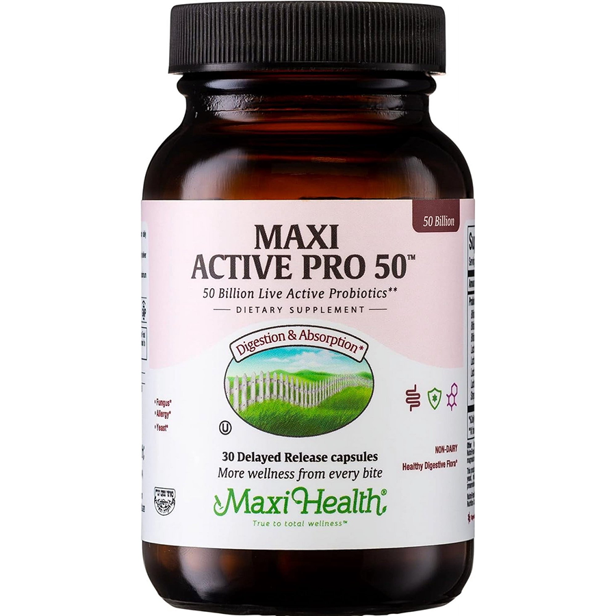 Maxi Health Active Pro-50 Ultra Protection 50 Billion Live Probiotics Delayed Release, 30 Maxicaps