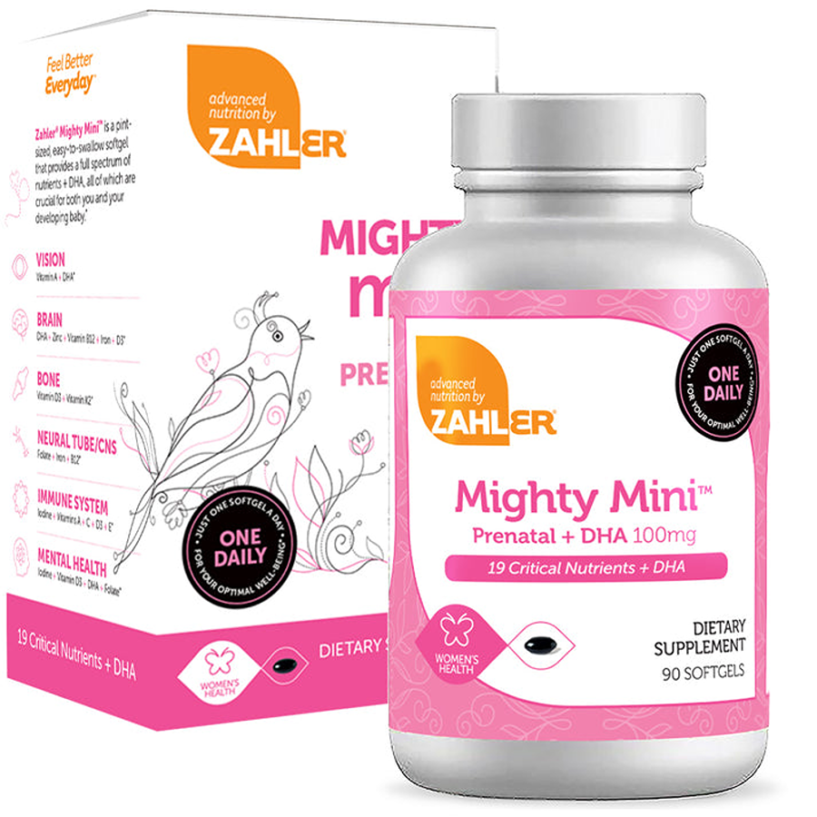 Zahler Mighty Mini Prenatal +DHA Mint Scented, 90 Soft Gels