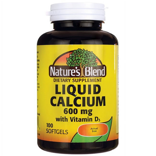 Nature's Blend Liquid Calcium With Vitamin D 600 mg, 100 Softgels