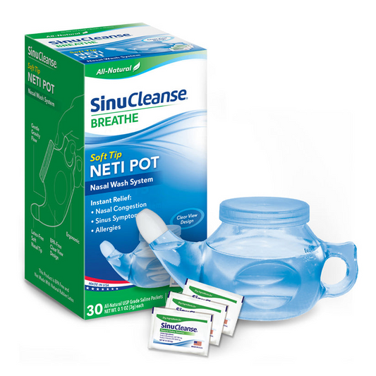 Sinucleanse Neti Pot All Natural Nasal Wash System Kit, 30 Saline Packets