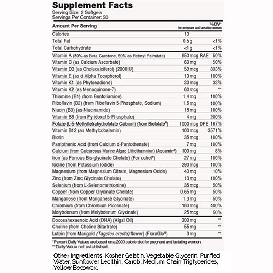 Zahler Prenatal + DHA 300 Optimal Formula 1 Month Supply, 60 Softgels