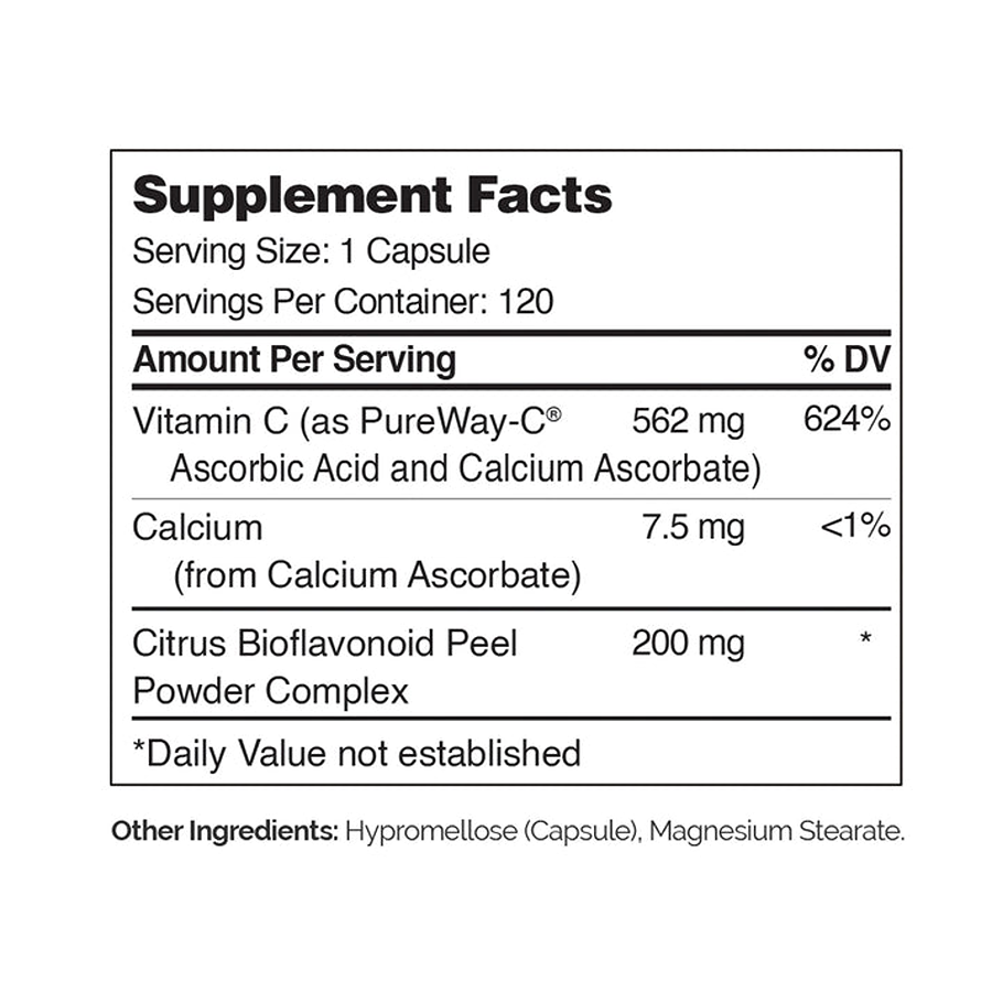 Zahler PureWay-C 500 mg Vitamin C,  120 Capsules