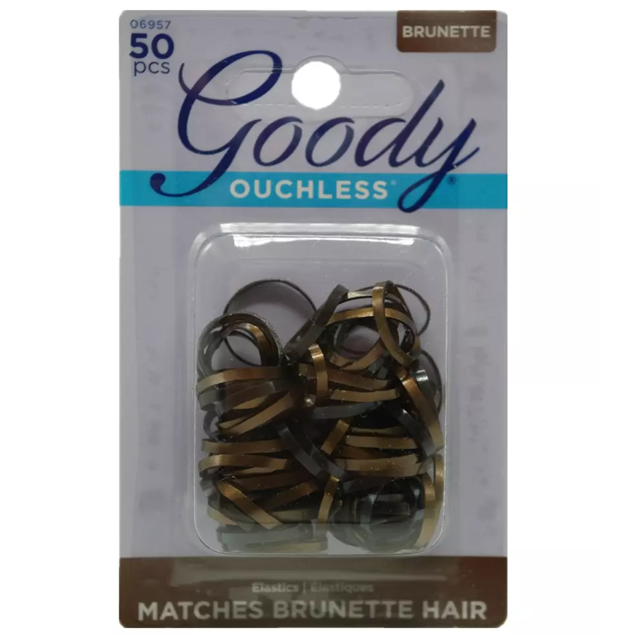 Goody Ouchless Brunette Latex Elastics - 50 Pcs.