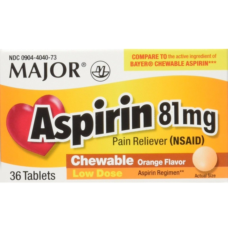 Major Aspirin 81mg Orange Chew Tablet – 36ct