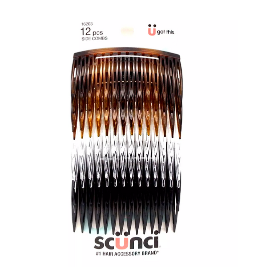 Scunci Effortless Beauty Colors Side Hair Combs, 12pcs