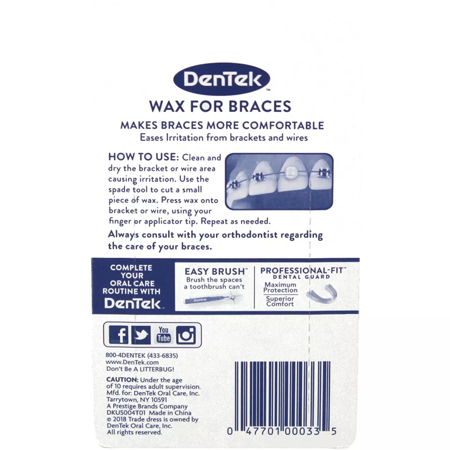 Dentek Wax For Braces Mint, Twin Pack