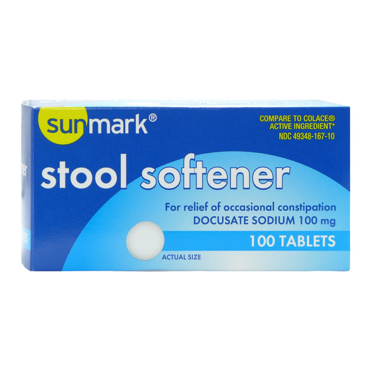 Sunmark Docusate Sodium Stool Softener Tablets, 100 mg - 100 ct