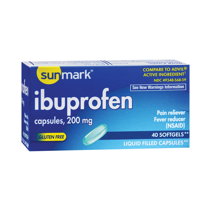 Sunmark Ibuprofen Pain Relief 200 mg, 40 Softgels