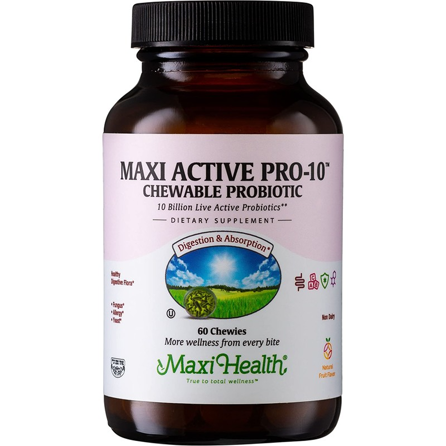 Maxi Health Active Pro-10 Probiotic, Chewable Fruit Punch Flavor, 60 Chewies