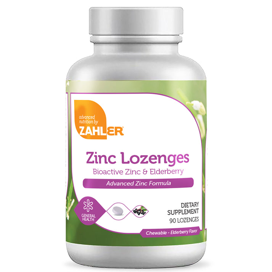 Zahler Zinc Lozenges Bioactive Zinc and Elderberry, 90 Lozenges