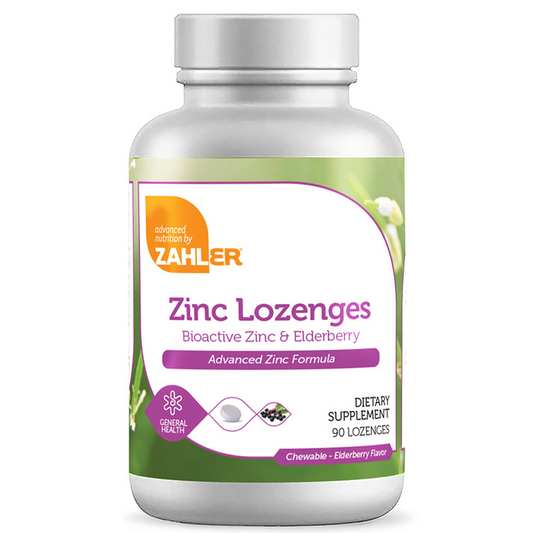 Zahler Zinc Lozenges Bioactive Zinc and Elderberry, 90 Lozenges